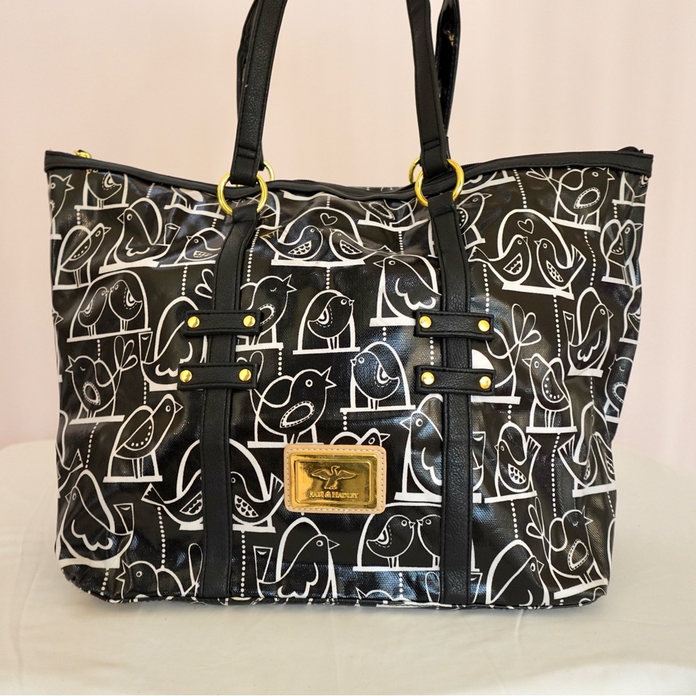 Sam and Hadley Black and White Love Bird Tote
